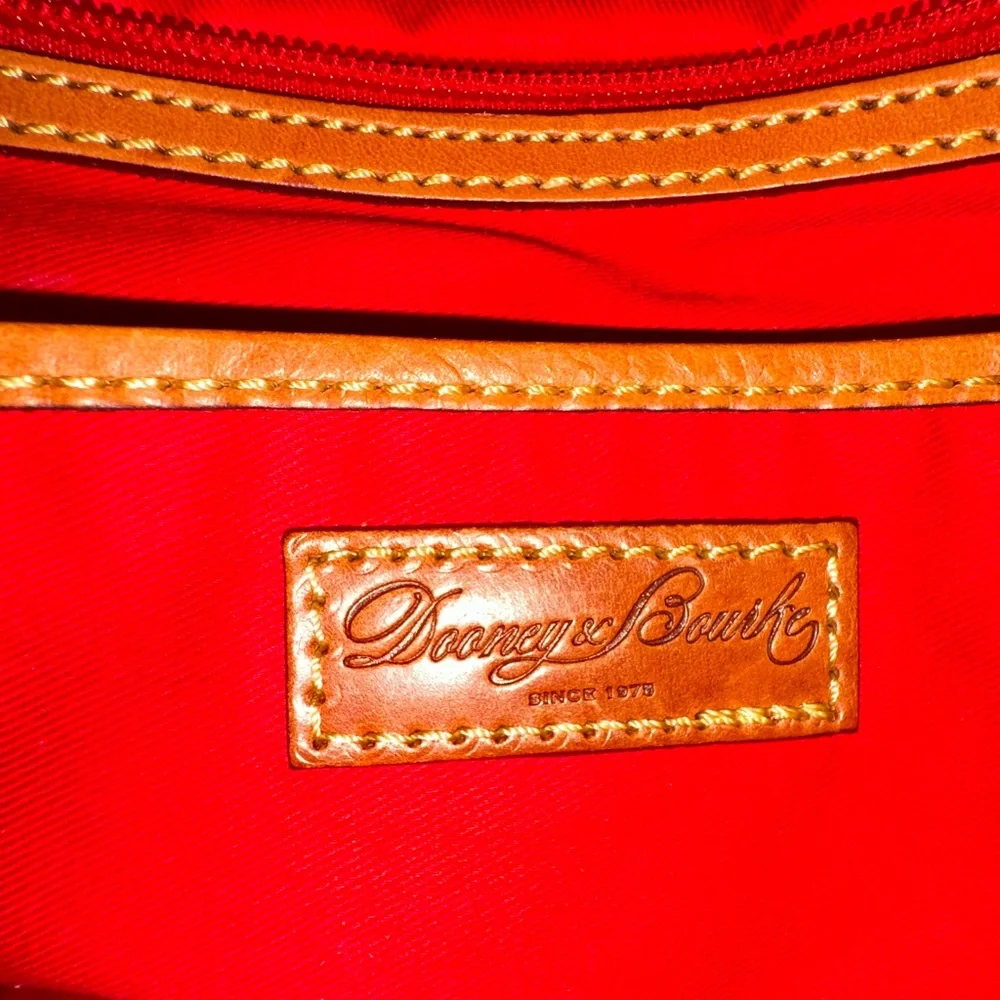 Dooney & Bourke Everyday Tote Burgundy Pebble Leather Tan Natural Patina Trim